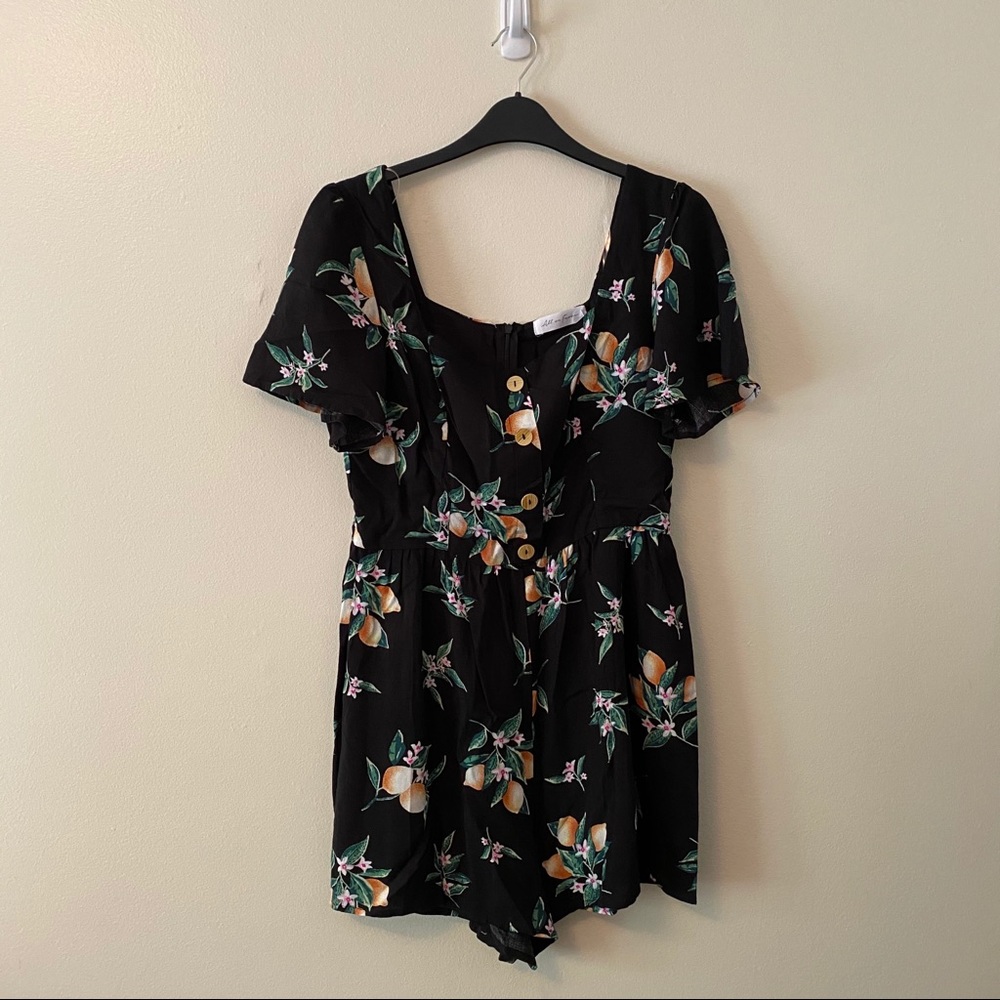 All In Favor Lemon Print Button Front Romper - image 6